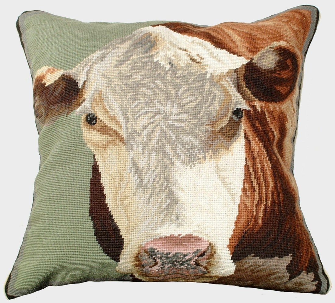 Rustic Country Hereford Cow 20x20 Accent Pillow with Velvet Back (1 of 1)