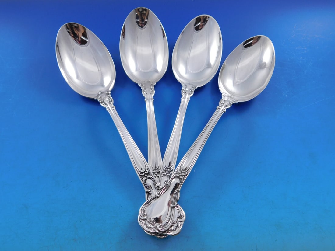 Gorham Chantilly Sterling Silver Serving Spoon Set of 4: Gorham Chantilly Sterling Silver Serving Spoon Set of 4 Enhance your dining experience with this exquisite set of four serving spoons from the Chantilly pattern by Gorham. Each spoon, measuring 8 3/8 