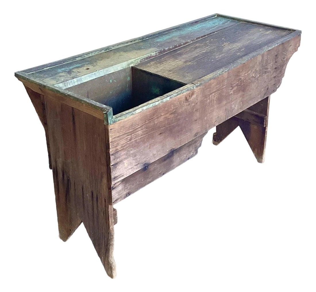 Verdigris Copper Basin Wood Dry Sink (1 of 10)
