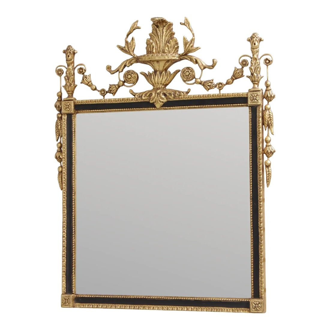 Neoclassical Wall Mirror Gold and Black Urn Crest Model 1242 B (1 of 10)