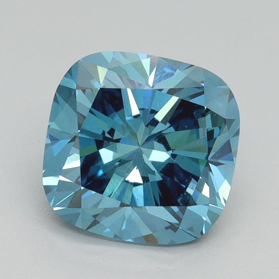 Loose Diamond - CUSHION BRILLIANT 2.63ct Fancy Vivid Blue VS1: Loose Diamond - CUSHION BRILLIANT 2.63ct Fancy Vivid Blue VS1 Source: This is a real non-mined Diamond that has been grown in a lab Shape: CUSHION BRILLIANT Carats: 2.63 Color: Fancy Vivid Blue Certif