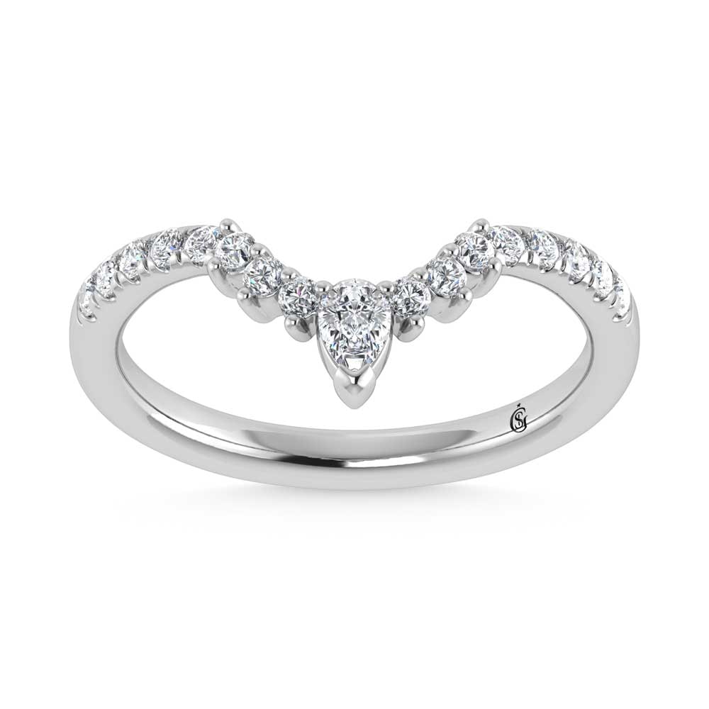 14K White Gold 1/3 Ct.Tw. Lab Grown Diamond Chevron Band (1 of 4)