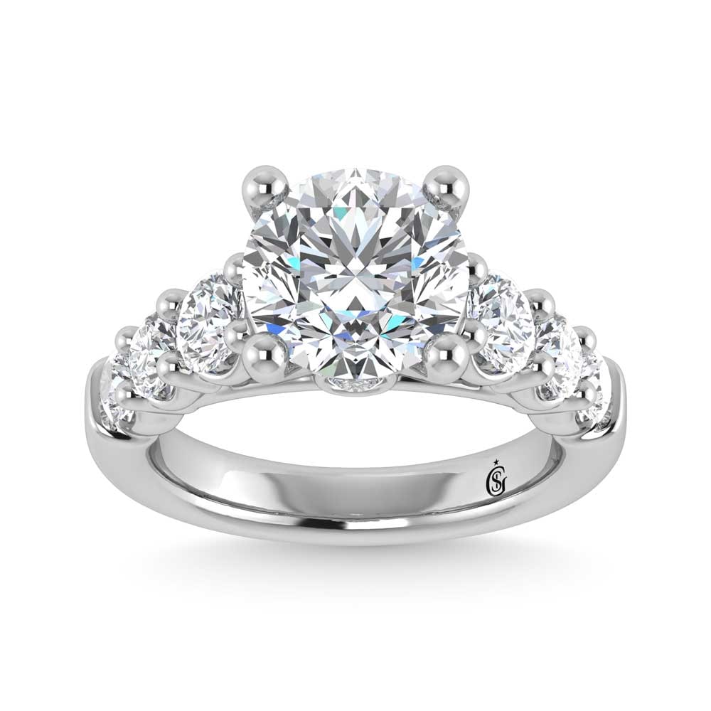 14K White Gold Lab Grown Diamond 4 3/8 Ct.Tw. Engagement Ring (IGI Certified Center 3ct) (1 of 4)