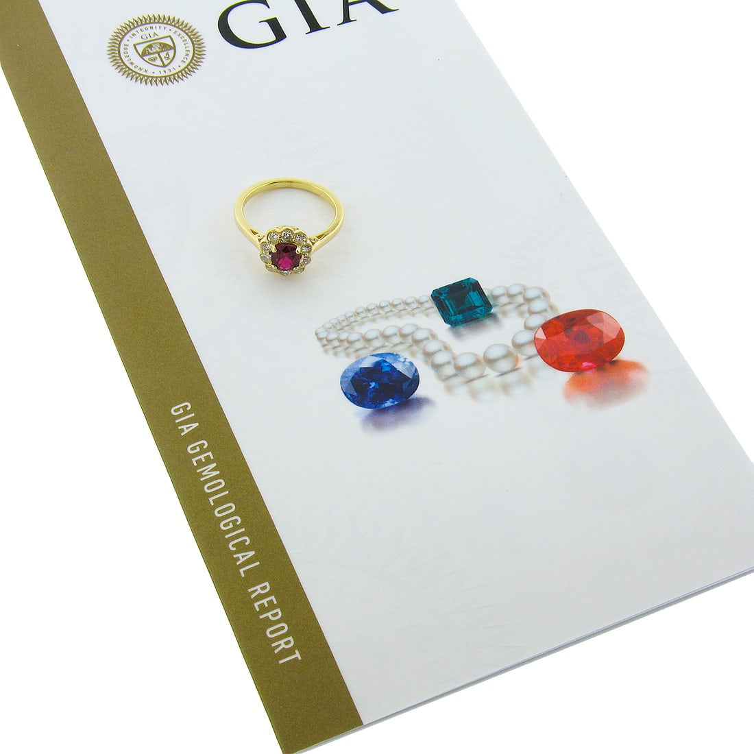 18k Gold GIA Certified 1.51ct Vivid Red Ruby Diamond Flower Halo Ring (1 of 10)