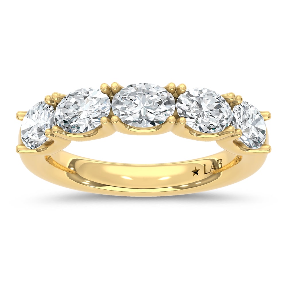 14K Yellow Gold Lab Grown Diamond 2 Ct.Tw. Oval Shape East West Wedding Band (1 of 4)