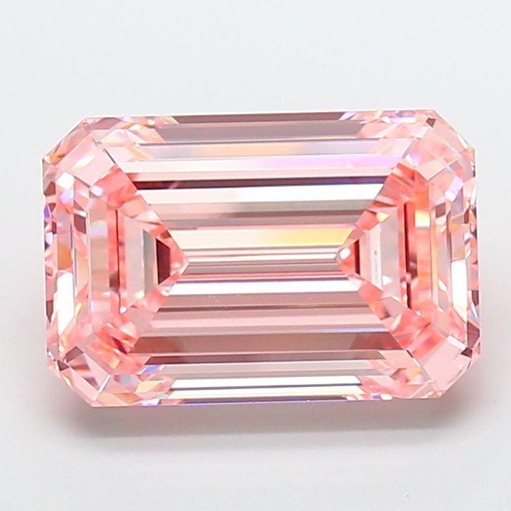 Loose Diamond - EMERALD 15.07ct Fancy Vivid Pink VS1: Loose Diamond - EMERALD 15.07ct Fancy Vivid Pink VS1 Source: This is a real non-mined Diamond that has been grown in a lab Shape: EMERALD Carats: 15.07 Color: Fancy Vivid Pink Certification: IGI Video