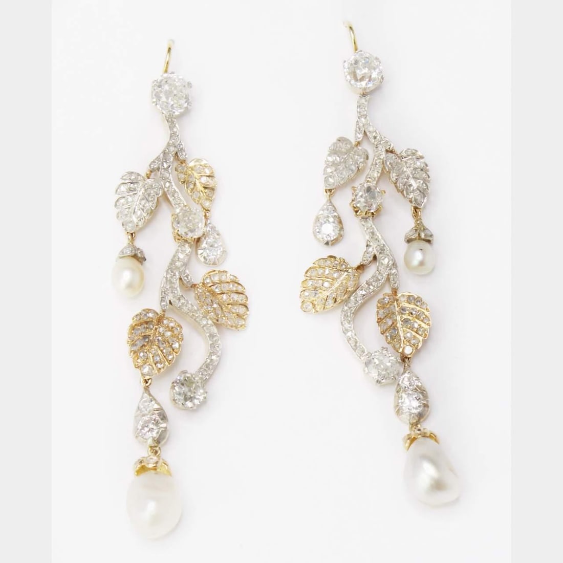 Stunning 7.90 Ct Diamond Pearl Chandelier Earrings 18K Gold Platinum (1 of 3)