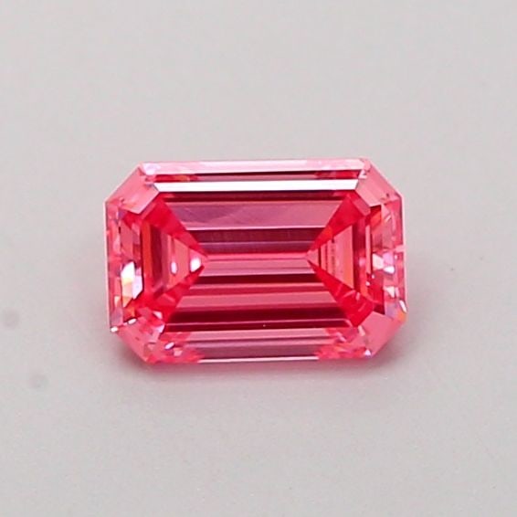 Loose Diamond - EMERALD 0.42ct Fancy Vivid Pink VS1: Loose Diamond - EMERALD 0.42ct Fancy Vivid Pink VS1 Source: This is a real non-mined Diamond that has been grown in a lab Shape: EMERALD Carats: 0.42 Color: Fancy Vivid Pink Certification: IGI Video: