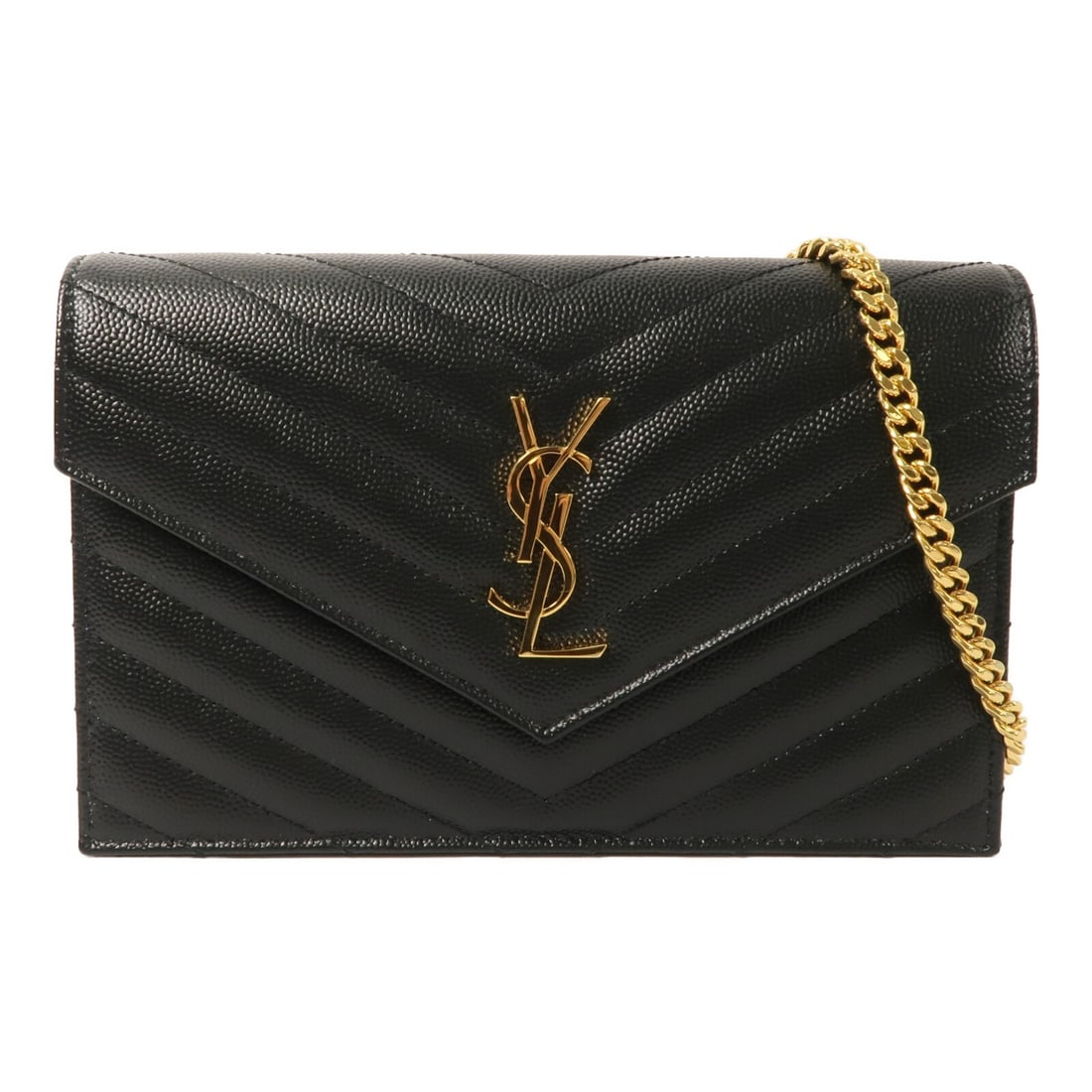Yves Saint Laurent Cassandre black calfskin chain wallet shoulder bag (1 of 13)