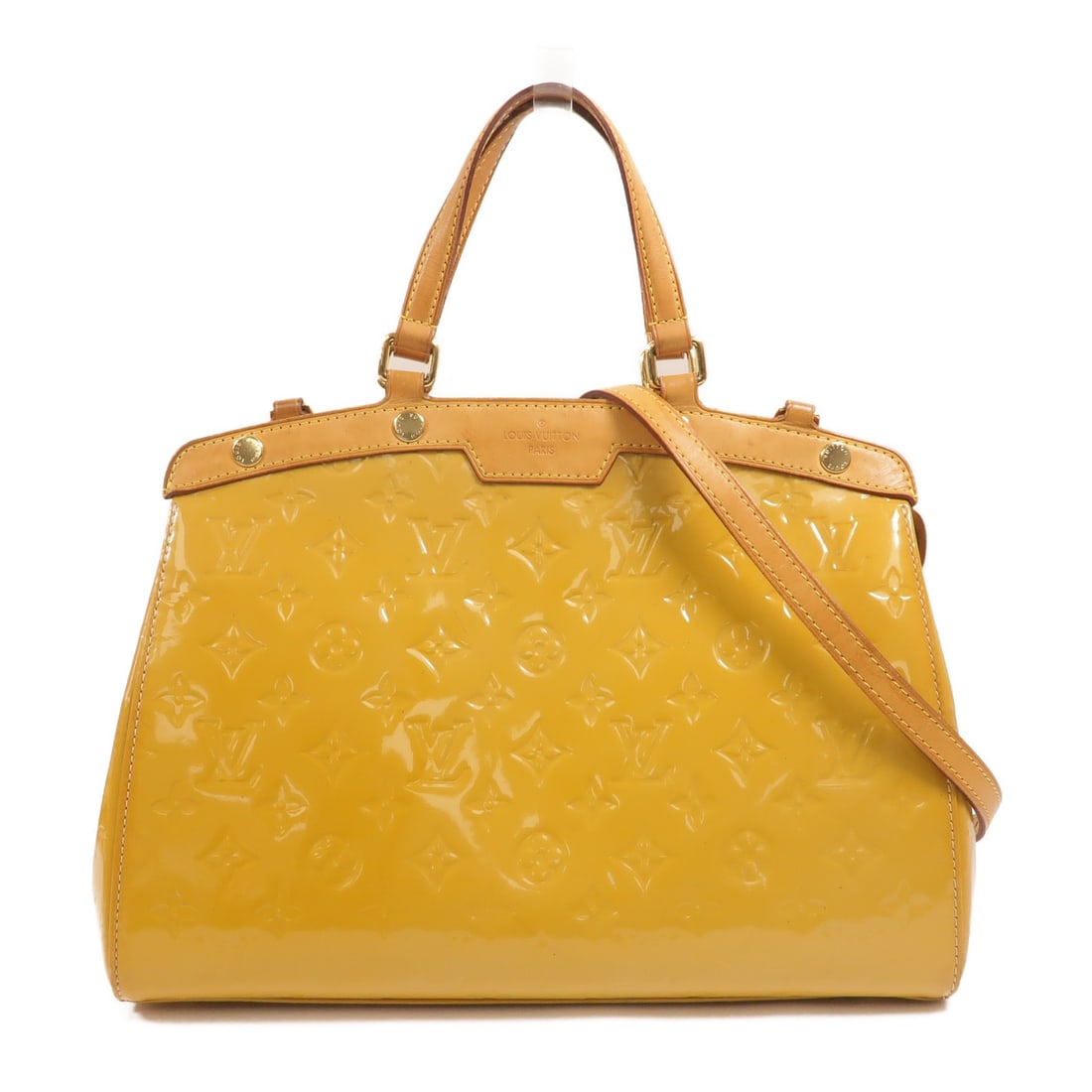 Louis Vuitton Brea MM Monogram Vernis Yellow Patent Leather Shoulder Bag (1 of 18)