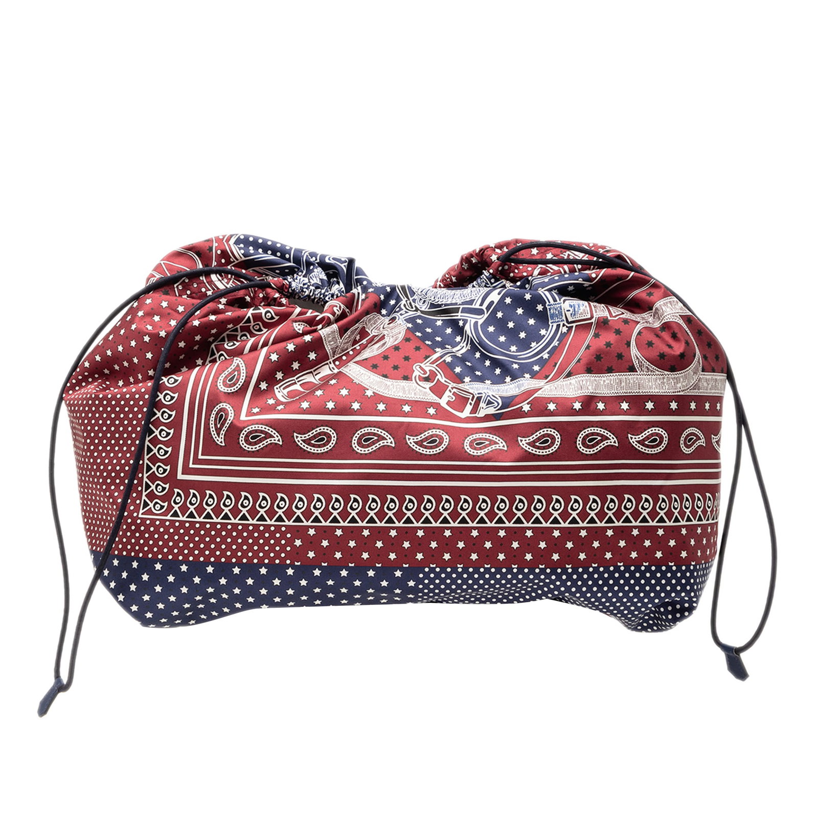 Hermes red silk drawstring pouch Eperon d Or Bandana Sac Musardine (1 of 7)