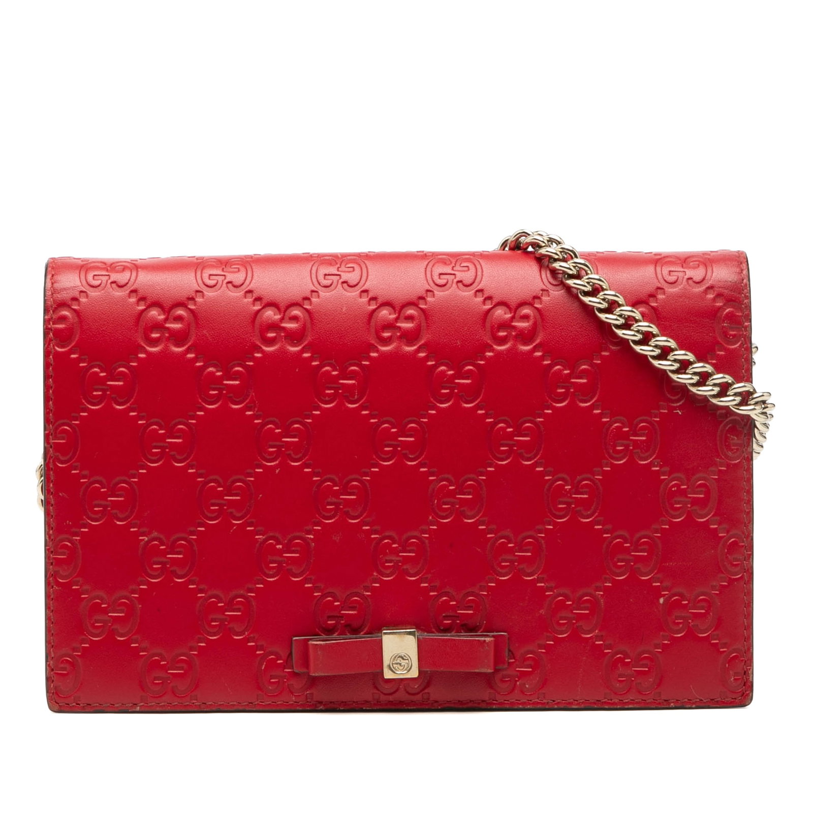 Gucci Mini Guccissima Red Leather Chain Wallet (1 of 6)