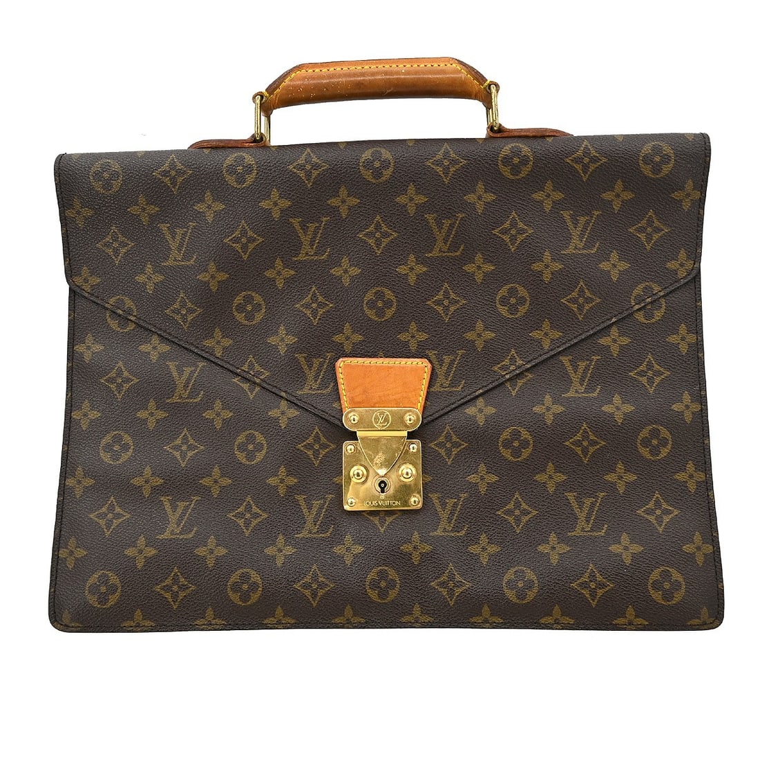 Louis Vuitton Monogram Canvas Serviette Conseiller Briefcase Large: Louis Vuitton Monogram Canvas Serviette Conseiller Briefcase Large This Louis Vuitton Serviette Conseiller briefcase features the iconic Monogram canvas leather exterior with beige top handles and bro