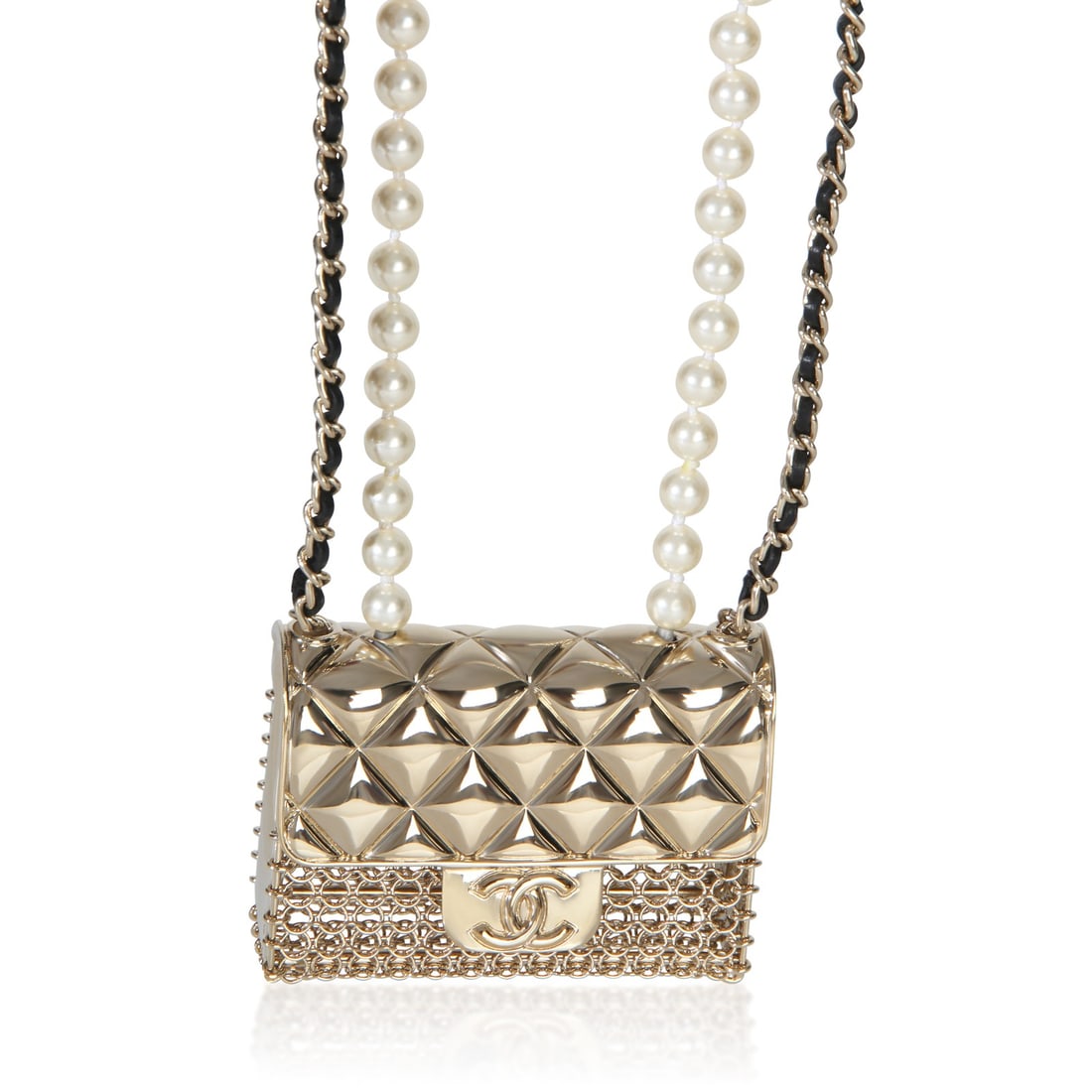 Chanel 2022 Runway Flap Bag Necklace Gold Plated (1 of 4)