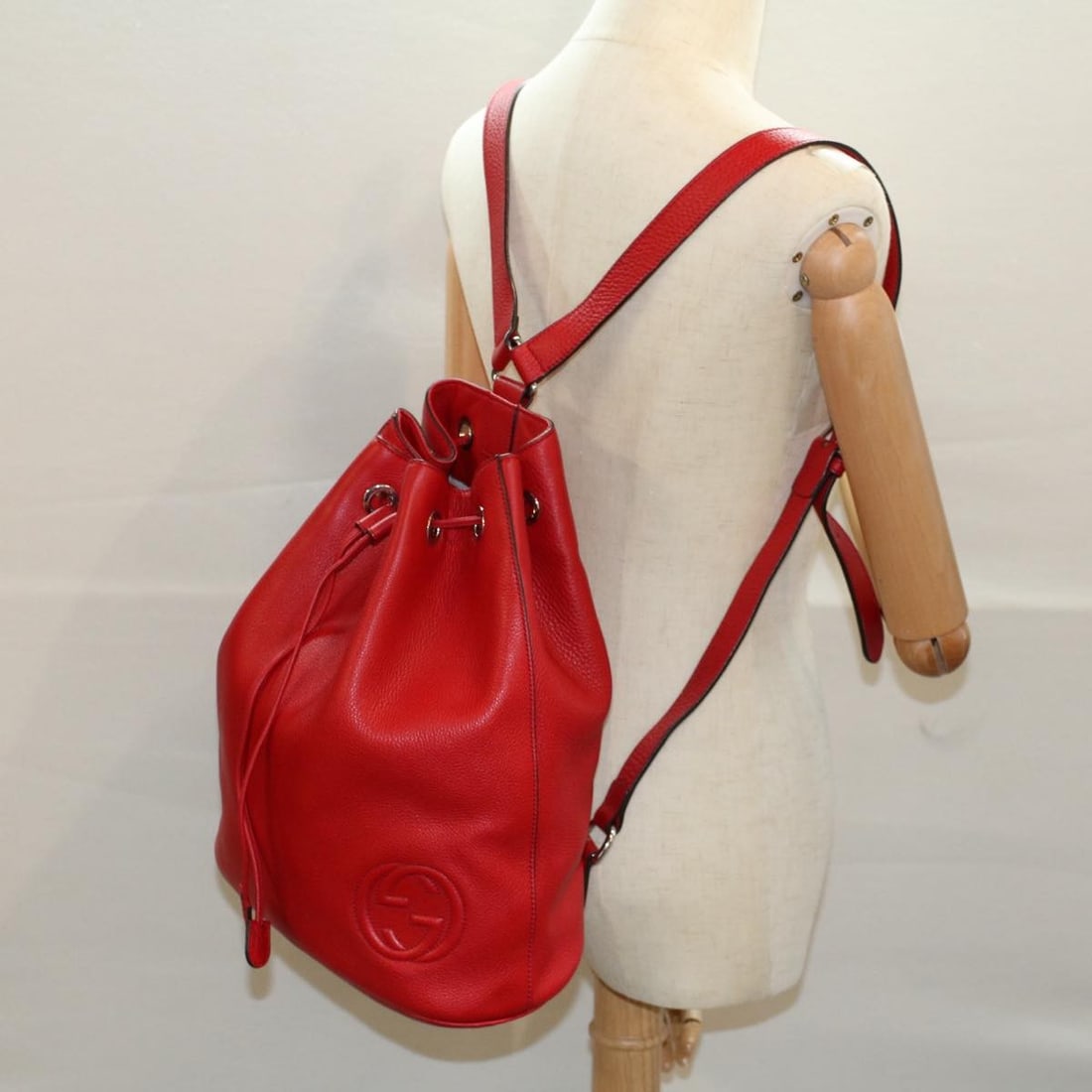 Gucci Soho Red Leather Drawstring Backpack - 13