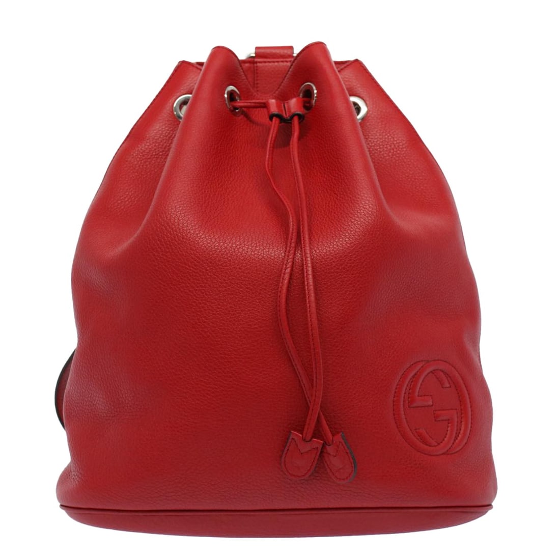 Gucci Soho Red Leather Drawstring Backpack - 18