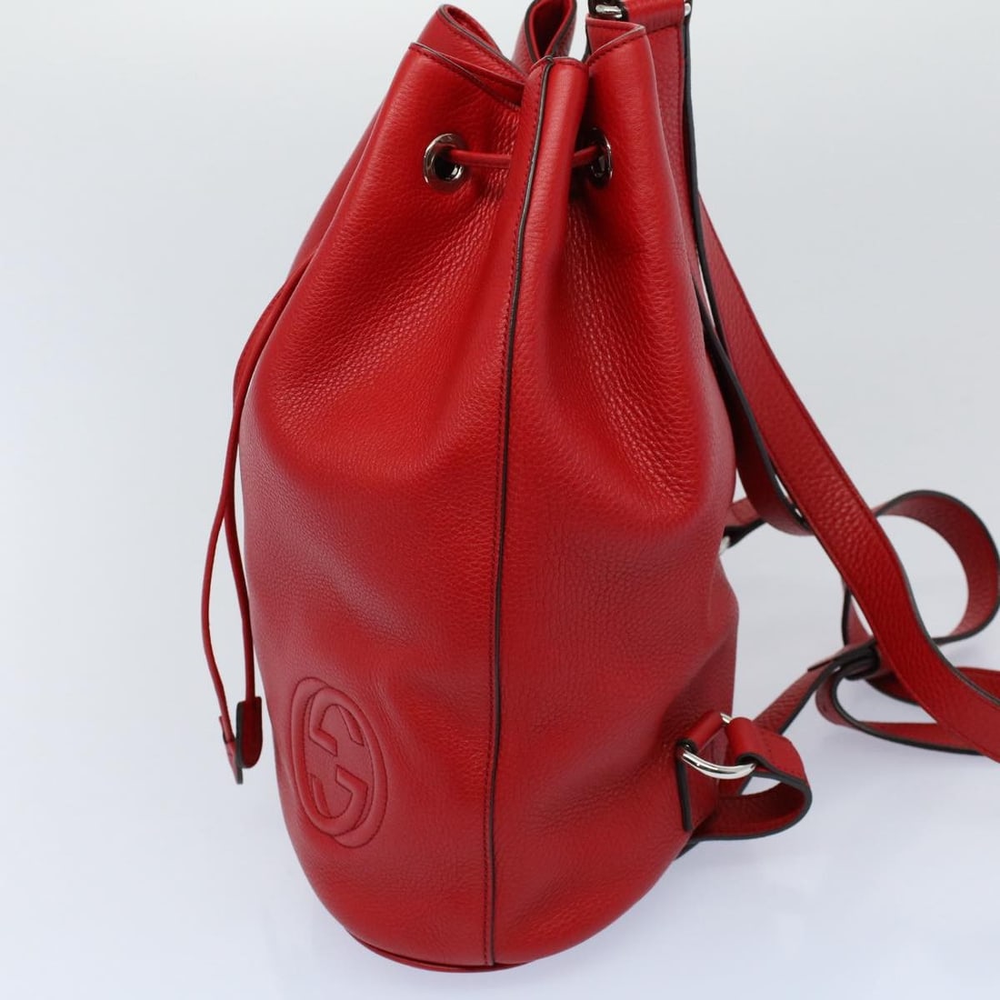 Gucci Soho Red Leather Drawstring Backpack - 4