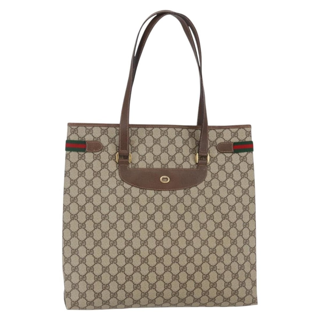 Gucci Sherry Line beige red PVC tote bag 39 02 091: Gucci Sherry Line beige red PVC tote bag 39 02 091 This Gucci GG Supreme Web Sherry Line tote bag features a beige and red color scheme crafted from PVC leather and GG canvas. The bag is designed for 