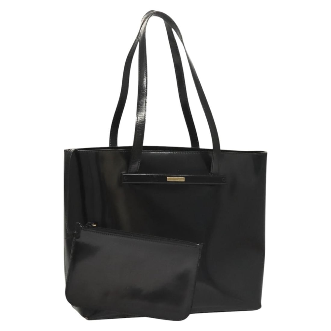 Gucci black enamel shoulder bag with pouch Italy: Gucci black enamel shoulder bag with pouch Italy This GUCCI shoulder bag features a black enamel exterior and is designed for women. The bag provides ample space with approximate dimensions of 28 cm i