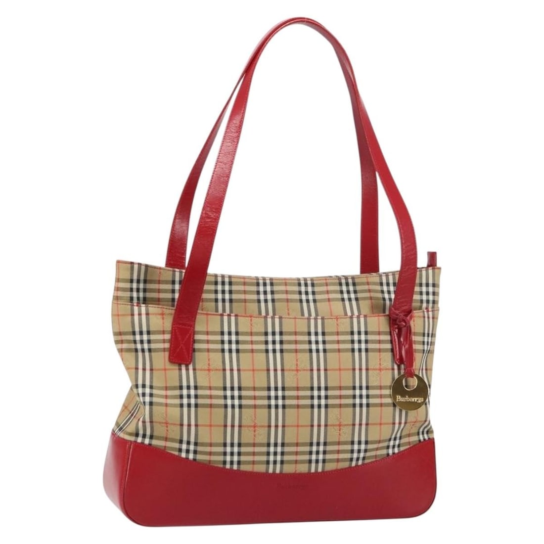 Burberrys Nova Check Beige Gold Canvas Tote Bag Auth 156474 (1 of 18)