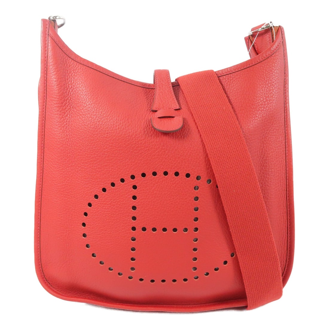 Hermes Evelyne PM red leather shoulder bag PHW (1 of 14)