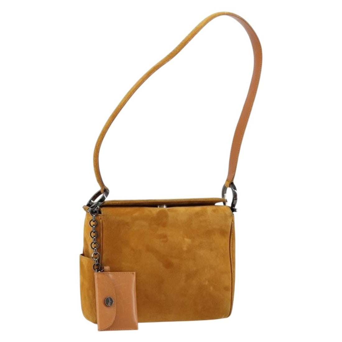 Salvatore Ferragamo Gancini Suede Shoulder Bag Beige Silver Made in Italy (1 of 18)