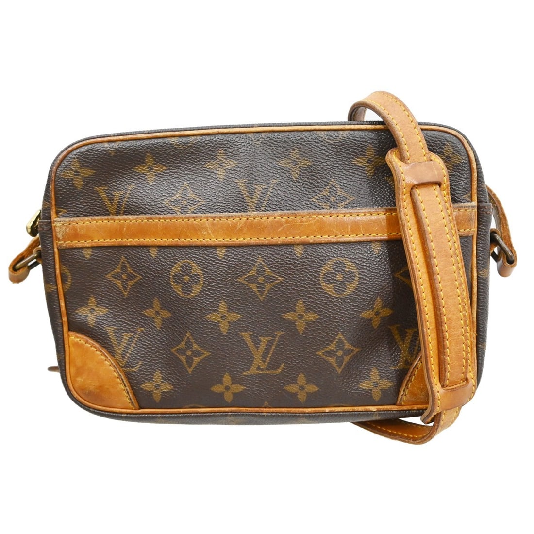 Louis Vuitton Trocadero 24 Monogram Crossbody Bag: Louis Vuitton Trocadero 24 Monogram Crossbody Bag This Louis Vuitton Trocadero 24 shoulder bag features the iconic monogram pattern on brown leather, complemented by gold-tone hardware. Designed for c