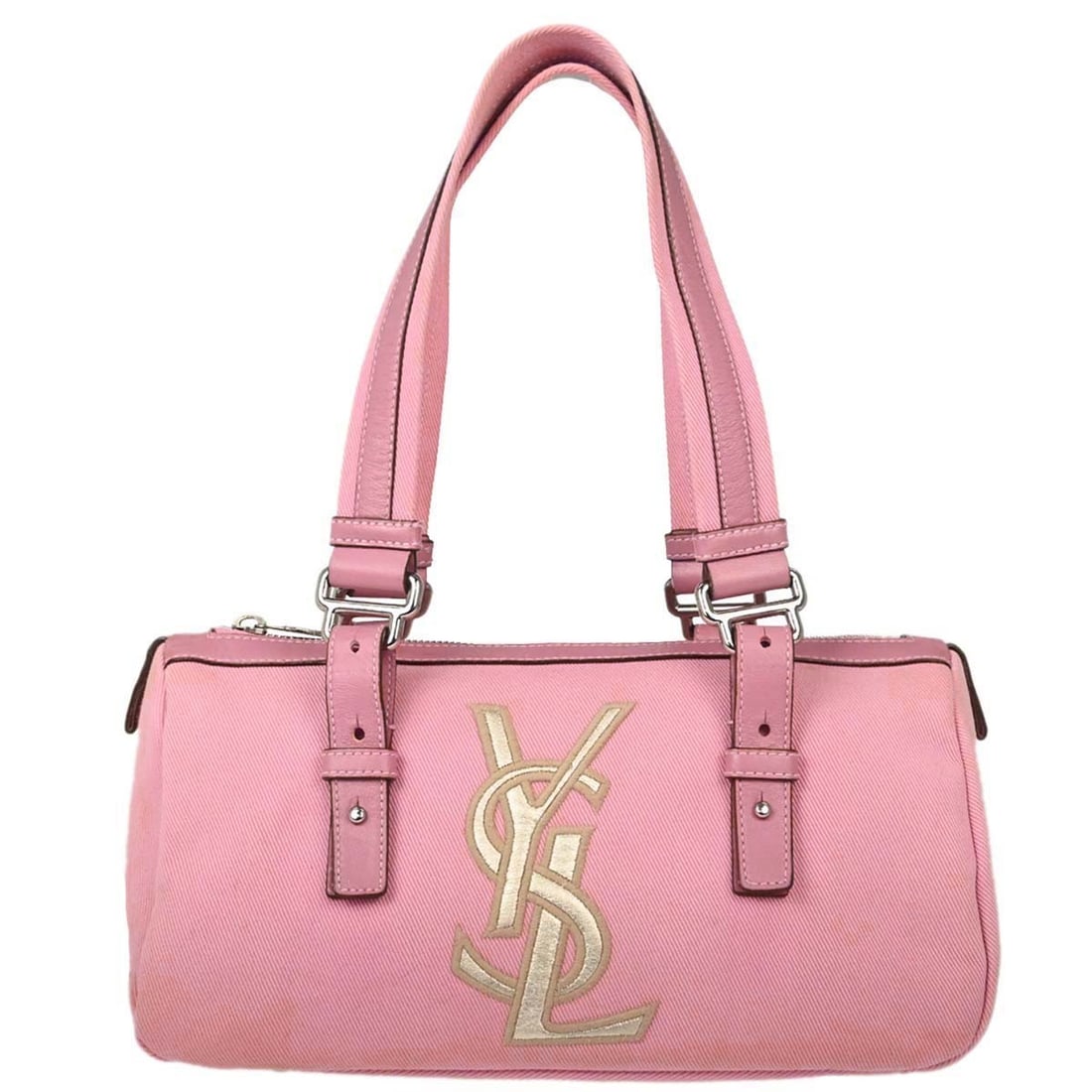 Saint Laurent Kahala Pink Canvas Top Handle Bag: Saint Laurent Kahala Pink Canvas Top Handle Bag This Yves Saint Laurent Kahala handbag features a stylish pink leather exterior with logo accents and a top handle design. Designed for casual occasions