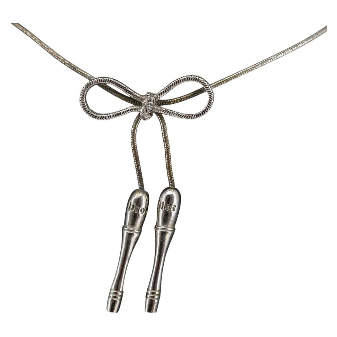 Christian Dior Silver Metal Choker Necklace Auth SW1624 (1 of 14)