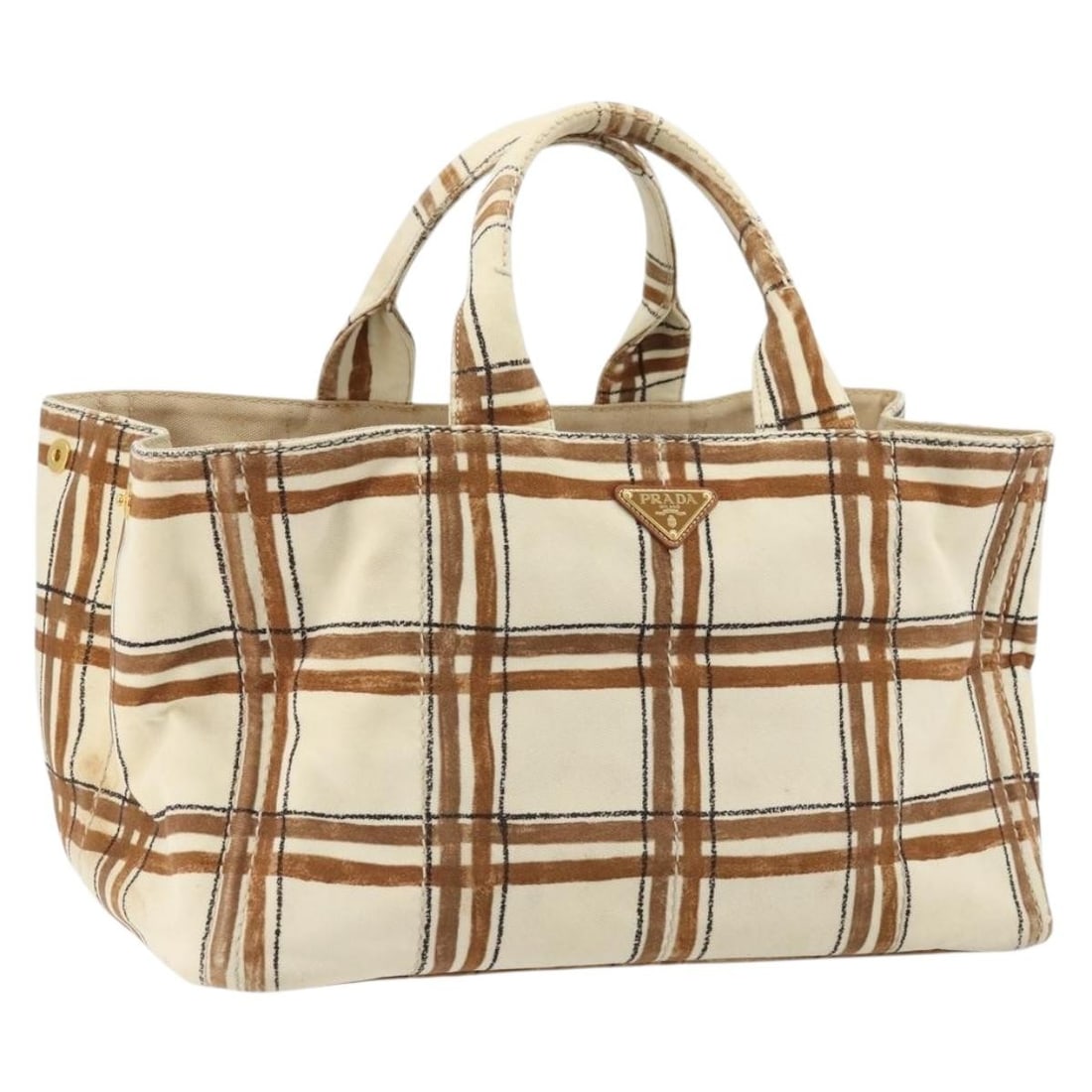 Prada Canapa beige gold canvas tote bag 15.4 x 8.9 x 9.4 inch (1 of 18)