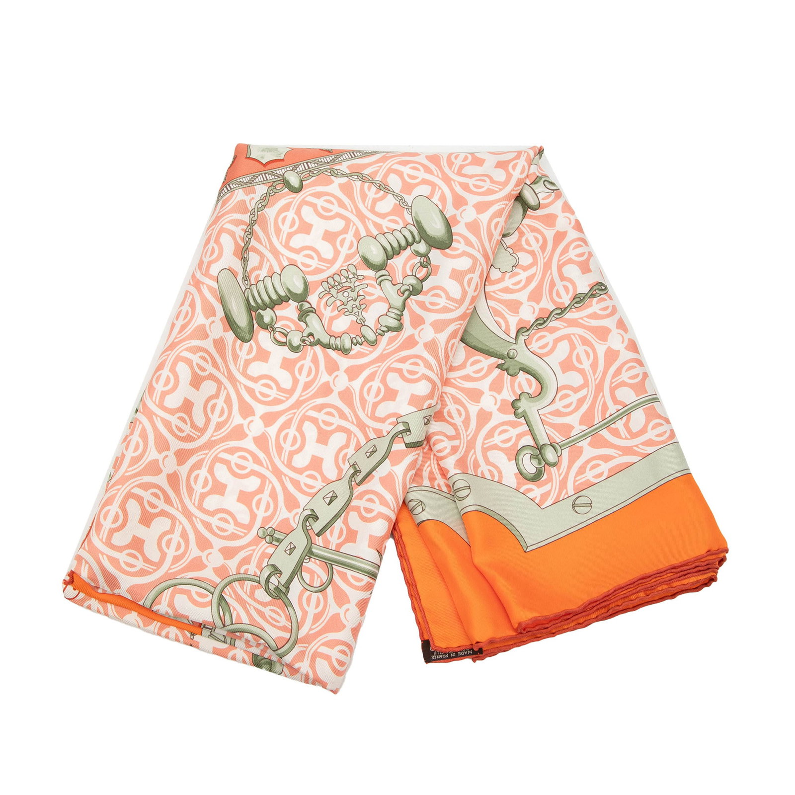 Hermes Mors et Gourmettes 100% Silk Orange Shawl (1 of 5)
