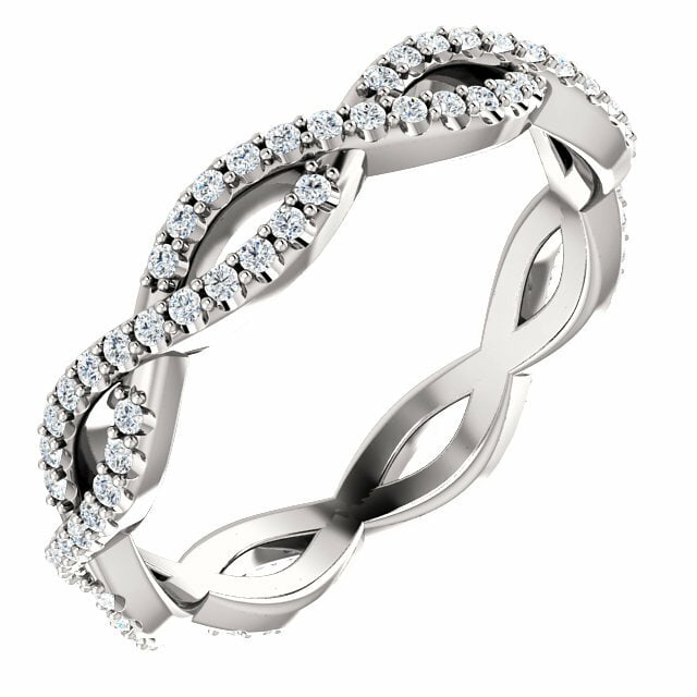 Rachel Koen 14K White Gold 0.40 CTW Diamond Eternity Ring Size 6.5 (1 of 5)