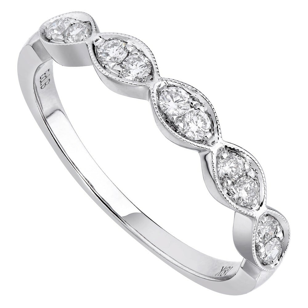 Rachel Koen 18K White Gold Pave Diamond Ring 0.25ct Ladies Size 6.5 IGI Certified (1 of 4)