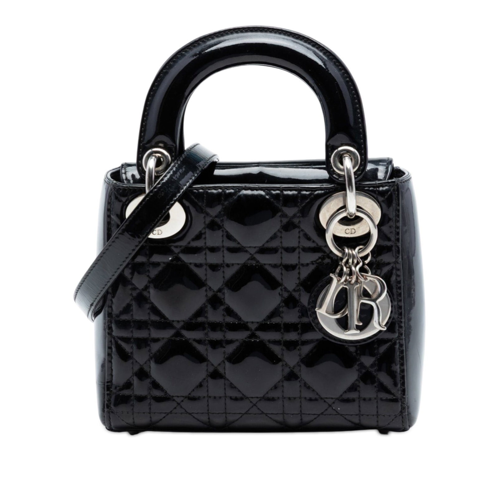 Dior Mini Cannage Patent Leather Lady Bag Black (1 of 7)