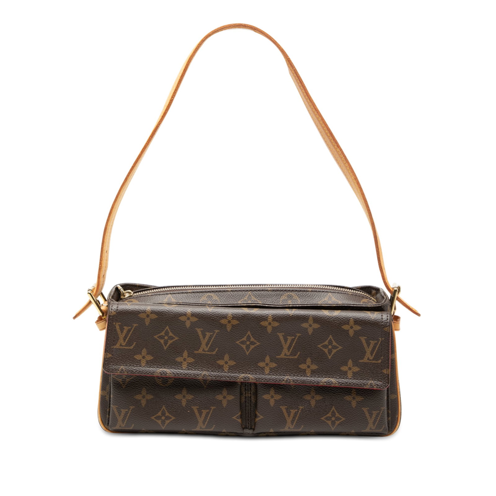 Louis Vuitton Viva Cite MM Shoulder Bag with Monogram Canvas: Louis Vuitton Viva Cite MM Shoulder Bag with Monogram Canvas The Louis Vuitton Monogram Viva Cite MM features a monogram canvas body with adjustable vachetta leather shoulder strap. It is designed wit