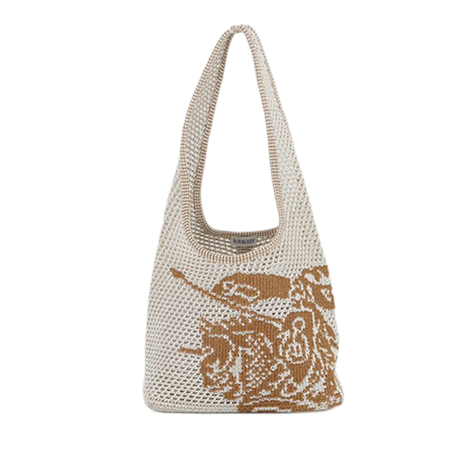 Burberry Equestrian Knight Crochet Tote Bag in White Viscose (1 of 11)