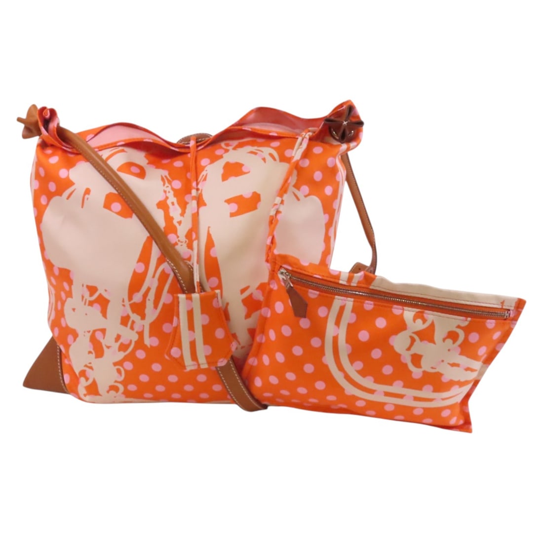 Hermes Silky City orange silk shoulder bag PHW: Hermes Silky City orange silk shoulder bag PHW This Hermes Silky City shoulder bag features a vibrant orange silk exterior, offering a stylish and elegant look. Crafted in France, the bag is designed 