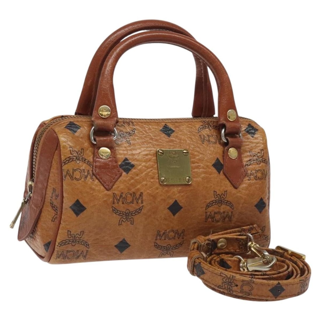 MCM Vicetos Brown PVC Leather 2way Hand Bag Shoulder Strap (1 of 18)