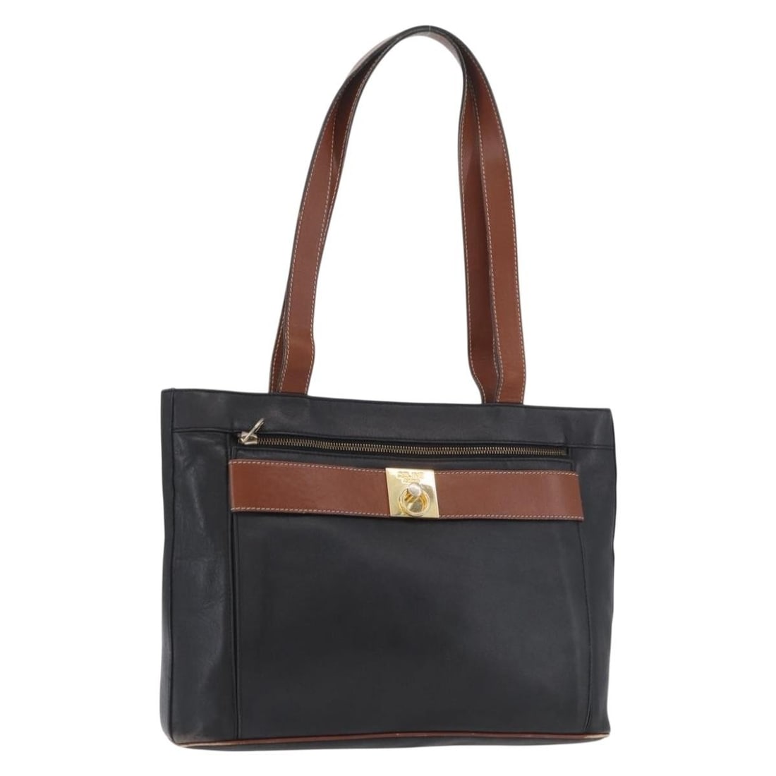 CELINE leather tote bag black brown gold Italy: CELINE leather tote bag black brown gold Italy This CELINE tote bag is crafted from leather in black, brown, and gold tones. Designed for women, it features a spacious interior and dual handles with a