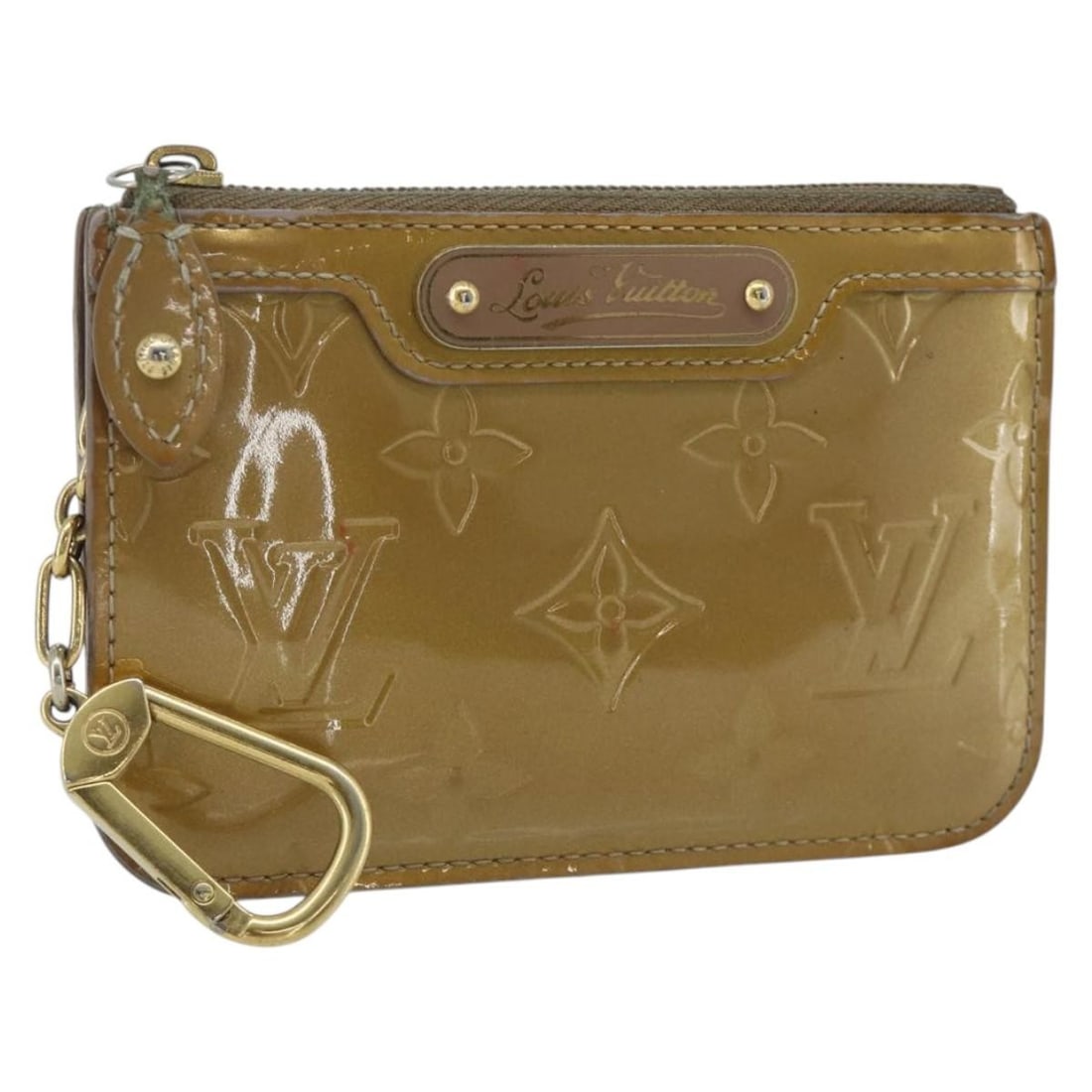 Louis Vuitton Vernis Beige Poodle Coin Purse M91763: Louis Vuitton Vernis Beige Poodle Coin Purse M91763 This LOUIS VUITTON Vernis Pochette Cles NM coin purse is crafted from patent leather in the Beige Poodle color. Designed for women, it features a co