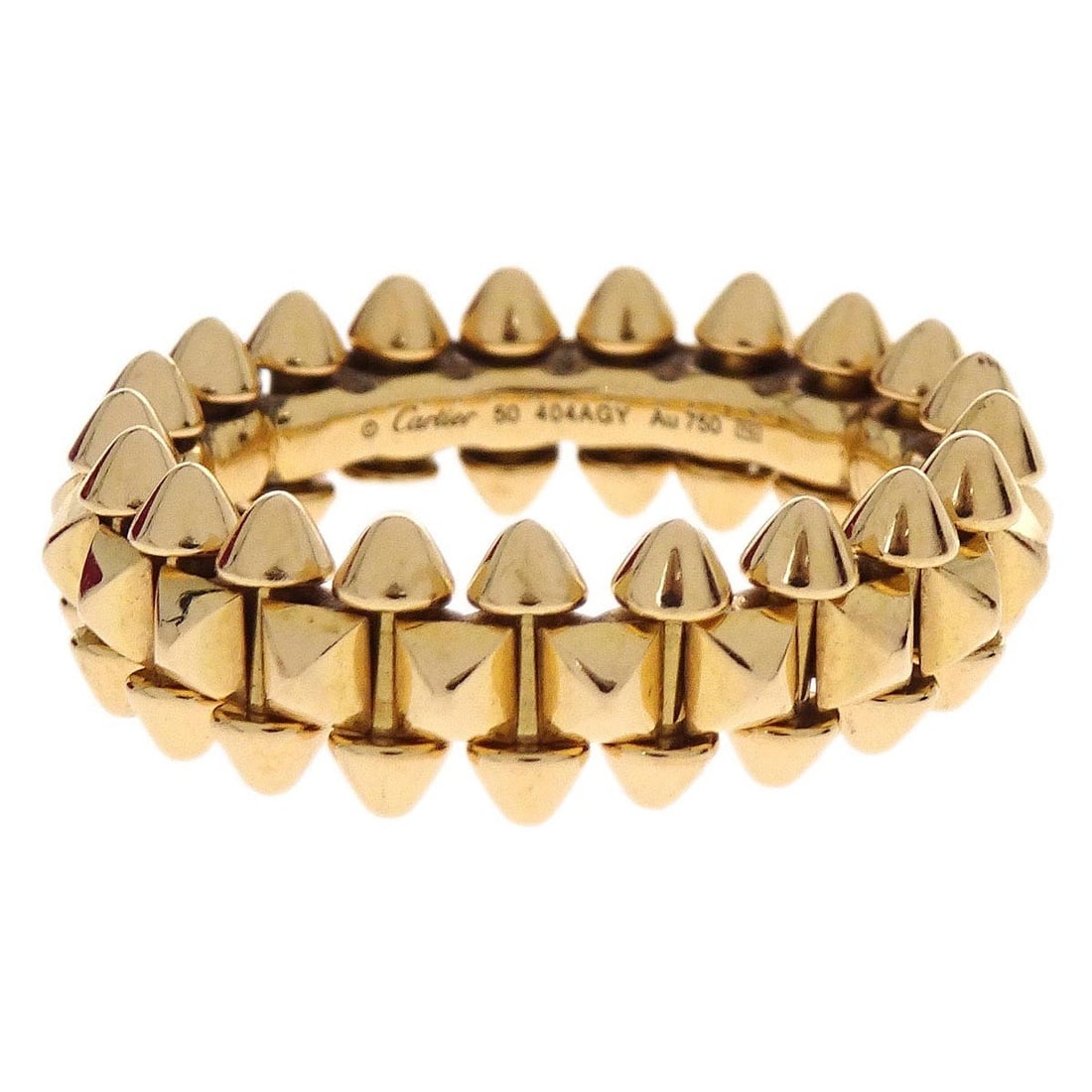 Clash de Cartier 18K Gold Ring Size 50 Vintage Jewelry: Clash de Cartier 18K Gold Ring Size 50 Vintage Jewelry This is a vintage Cartier Clash de Cartier ring crafted in 750 gold, featuring a round shape and a size #50. The ring does not include a main sto