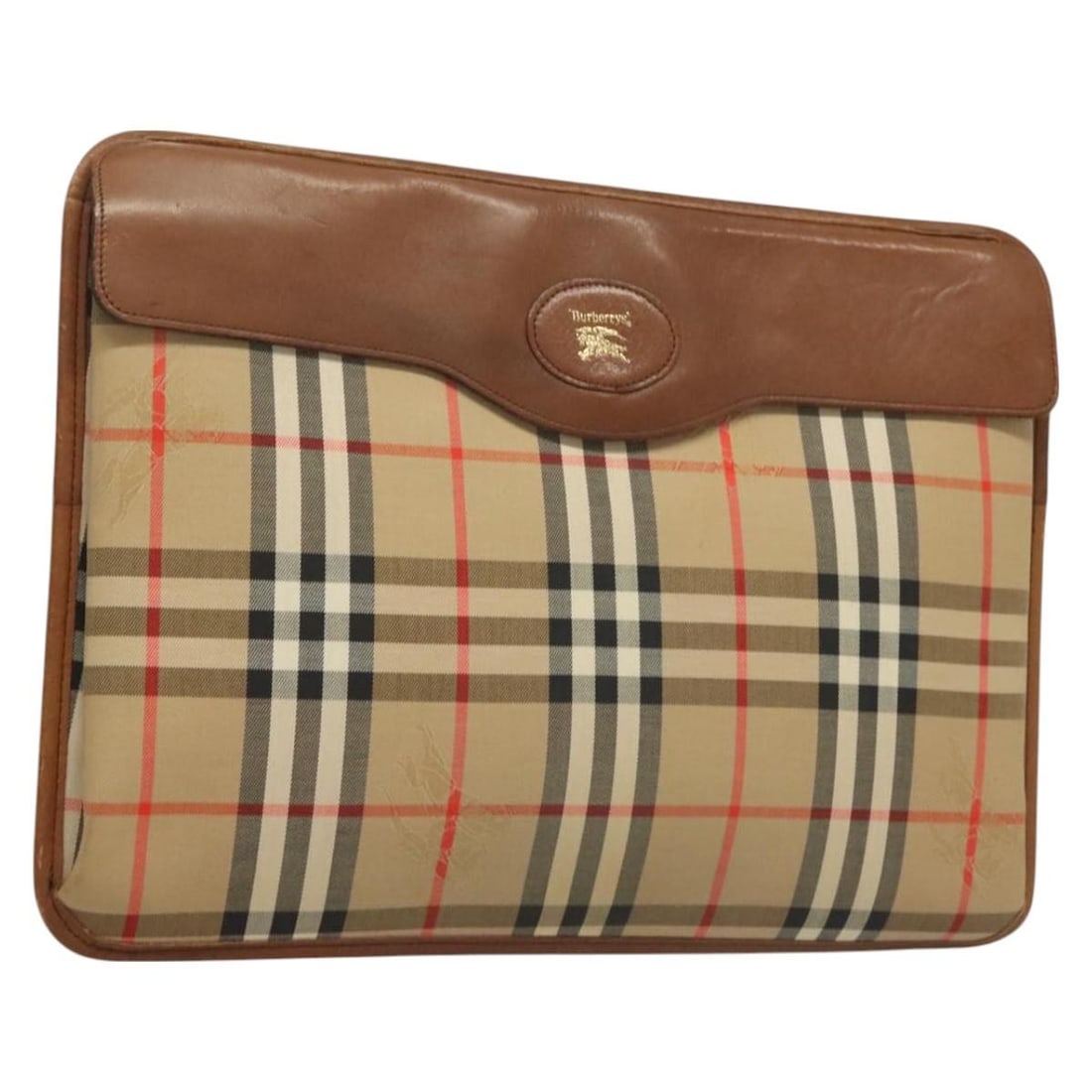 Burberrys Nova Check Clutch Bag Canvas Beige Authentic (1 of 17)