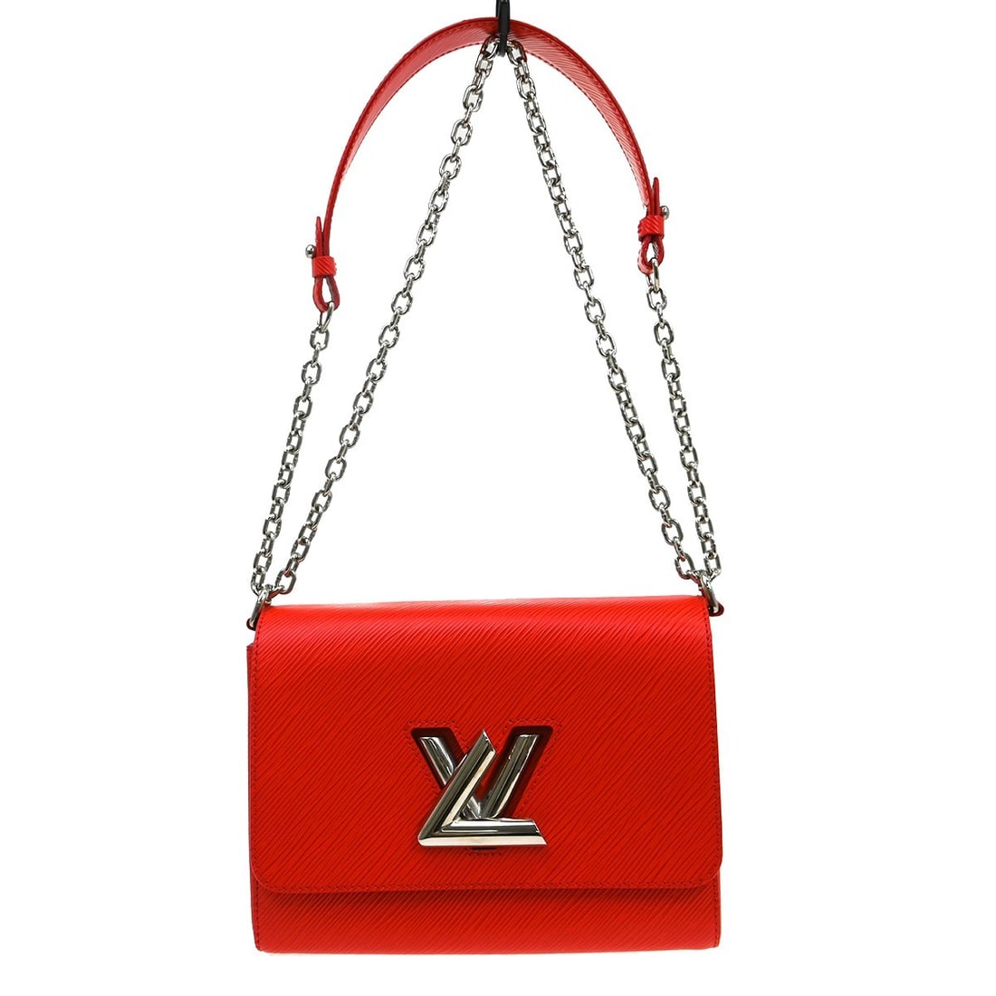 Louis Vuitton Twist Red Epi Leather Handbag 23cm x 18cm x 9cm: Louis Vuitton Twist Red Epi Leather Handbag 23cm x 18cm x 9cm This Louis Vuitton Twist Handbag features the iconic Epi leather in a striking red color. Designed for women, it offers a sophisticated an