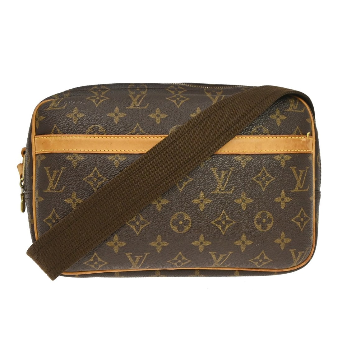 Louis Vuitton Reporter PM Monogram Canvas Crossbody Bag: Louis Vuitton Reporter PM Monogram Canvas Crossbody Bag This Louis Vuitton Reporter PM shoulder bag features the iconic monogram canvas with leather accents and a brown crossbody strap. Designed in a 