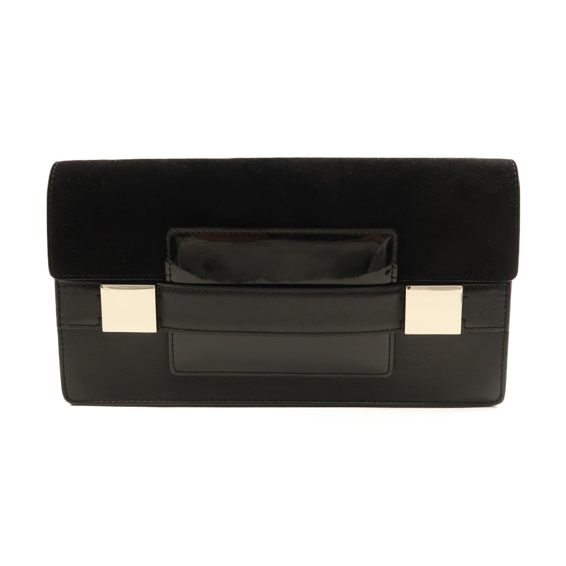 Delvaux Black Leather Suede Clutch Handbag SHW: Delvaux Black Leather Suede Clutch Handbag SHW This Delvaux handbag clutch features a sophisticated combination of black leather and suede. Designed for women, it offers a sleek, compact profile with 