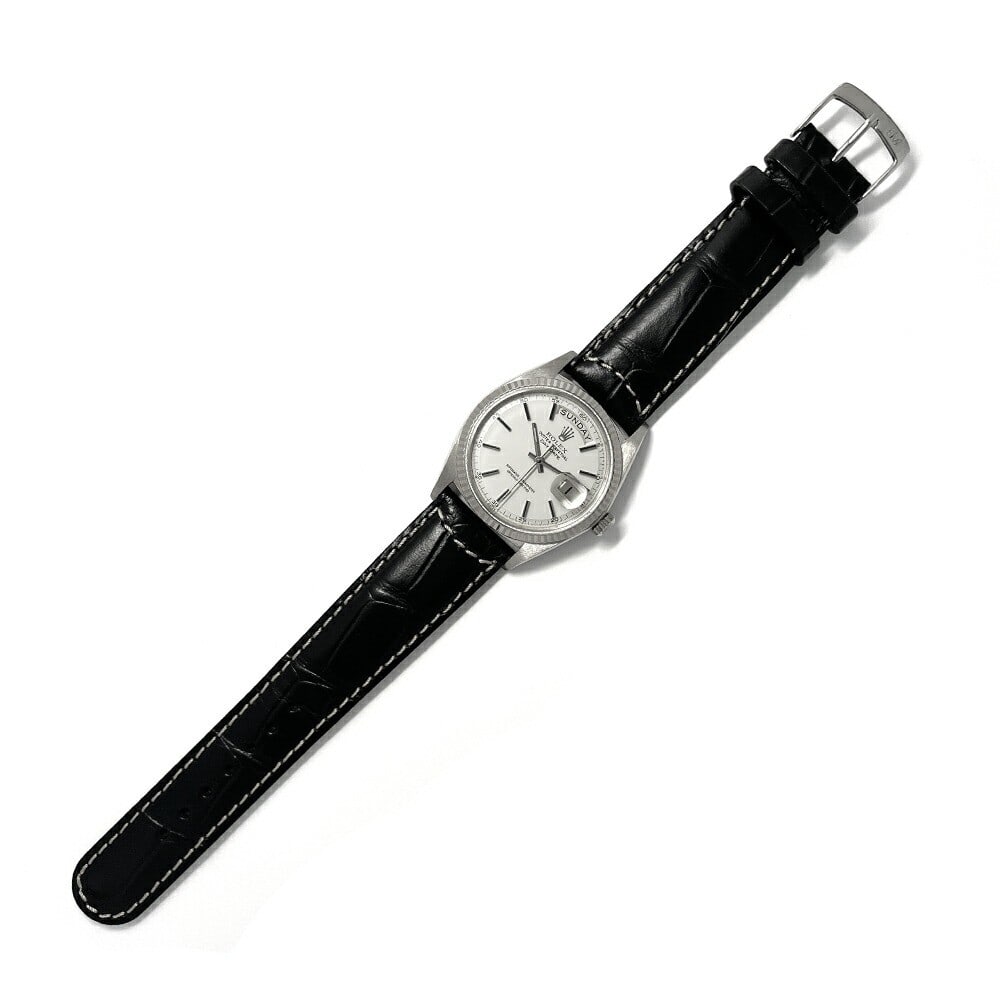 Rolex Day-Date 1803 White Gold Men's Automatic Wristwatch: Rolex Day-Date 1803 White Gold Men's Automatic Wristwatch This is a pre-owned Rolex Day-Date 1803 men's wristwatch, manufactured circa 1965. It features a solid white gold case with a diameter of 36mm