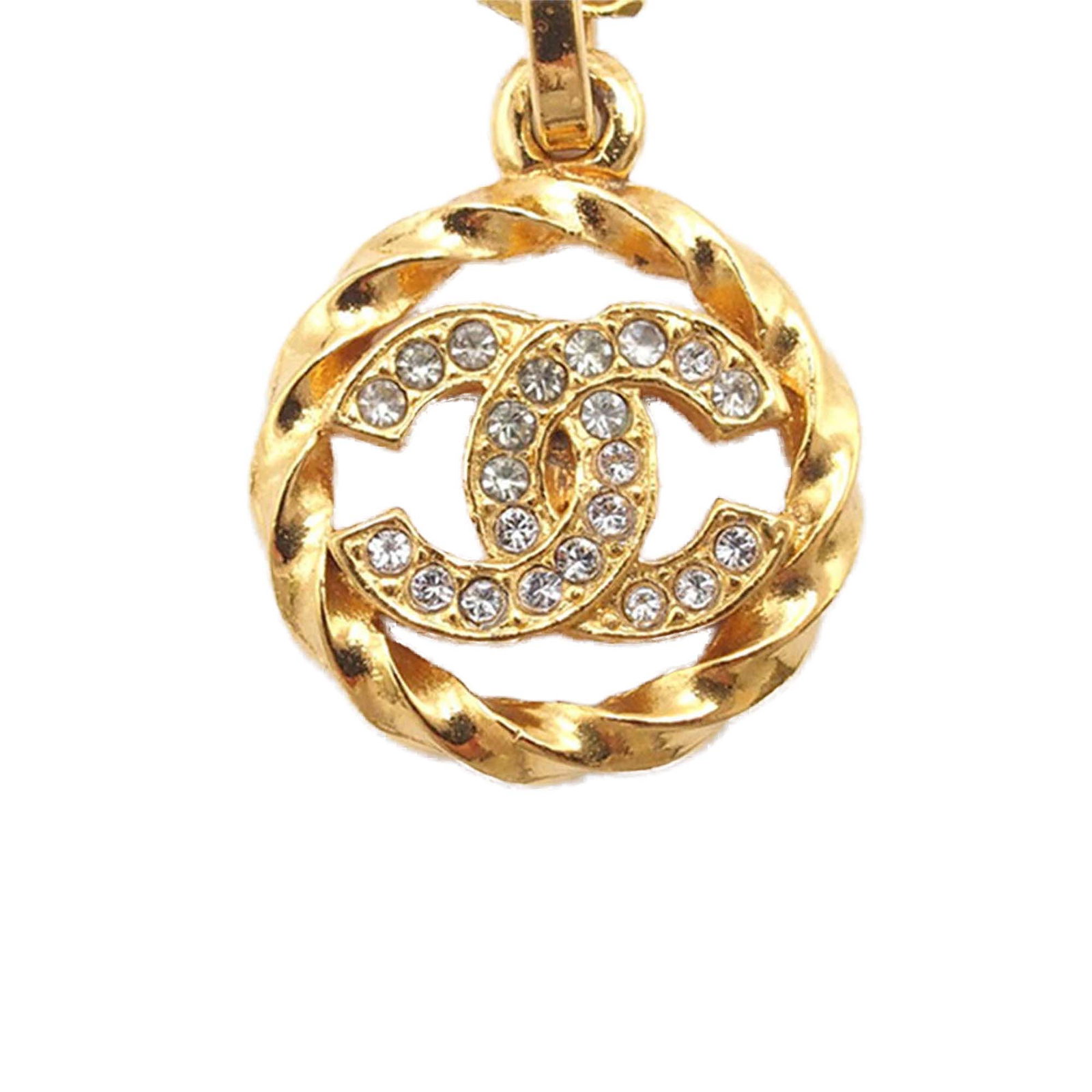Chanel gold tone strass round pendant necklace (1 of 10)