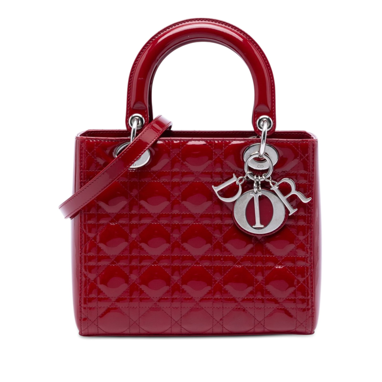 Dior Medium Patent Cannage Lady Dior Red Leather Bag (1 of 8)