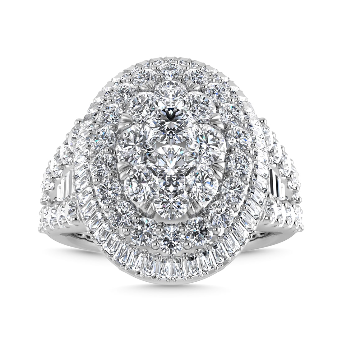 Diamond 2 1/3 Ct.Tw. Engagement Ring in 14K White Gold: Diamond 2 1/3 Ct.Tw. Engagement Ring in 14K White Gold 14k White Gold Stone Color: G-h Stone Clarity: Si1 / I1 Each ring is presented in standard size 6.5. Complimentary resizing is available between 