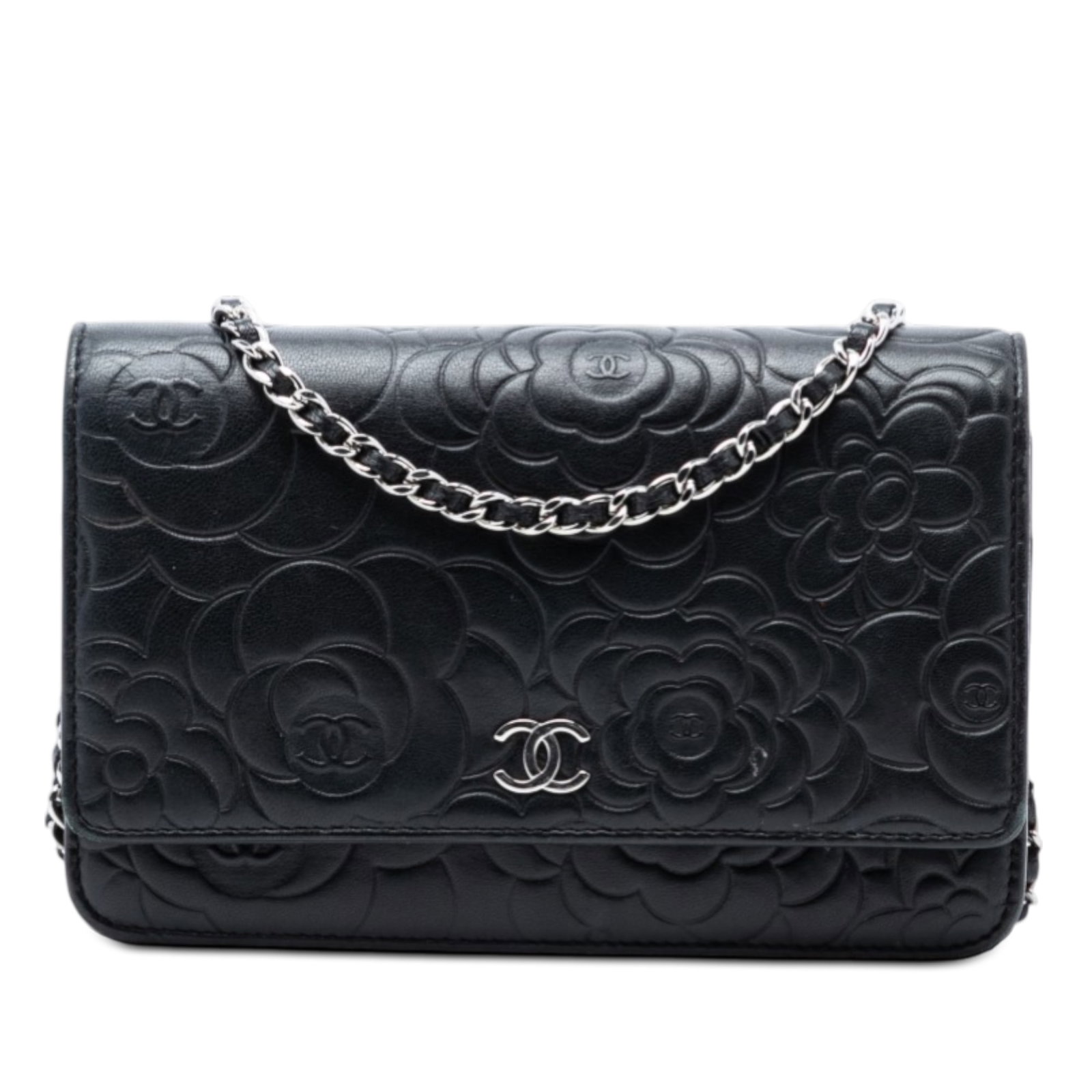 Chanel Camellia Quilted Lambskin Wallet on Chain with CC Embossing (1 of 7)